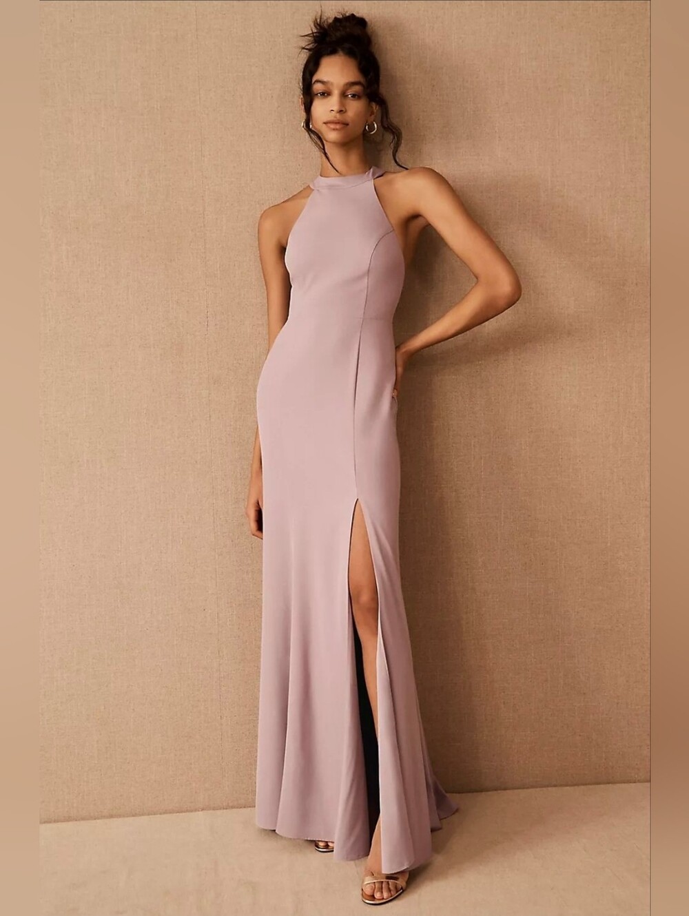 Bhldn Serephina Bridesmaid Crepe Maxi Dress in Lilac Smoke NWT